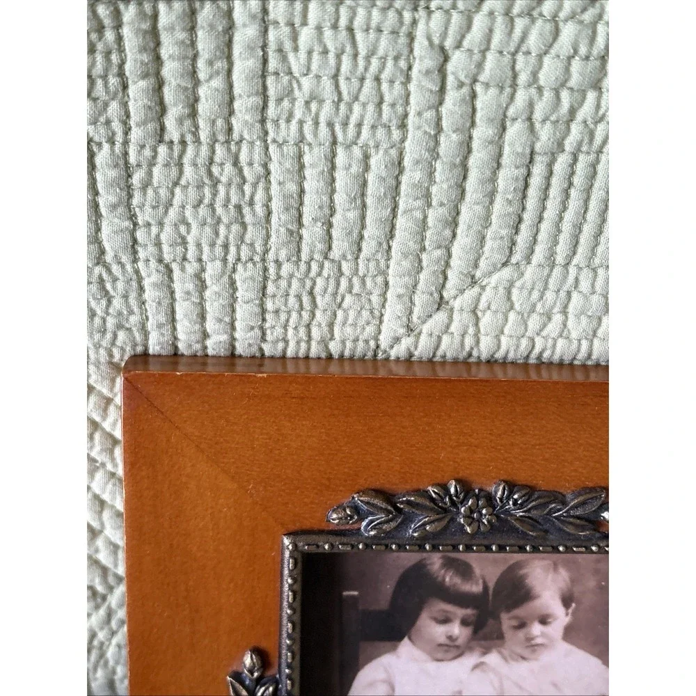 The Weston Gallery Rich Wood Photo Picture Frame W/ Embossed Metal Floral Trim